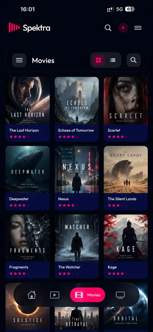 The movie library in Spektra