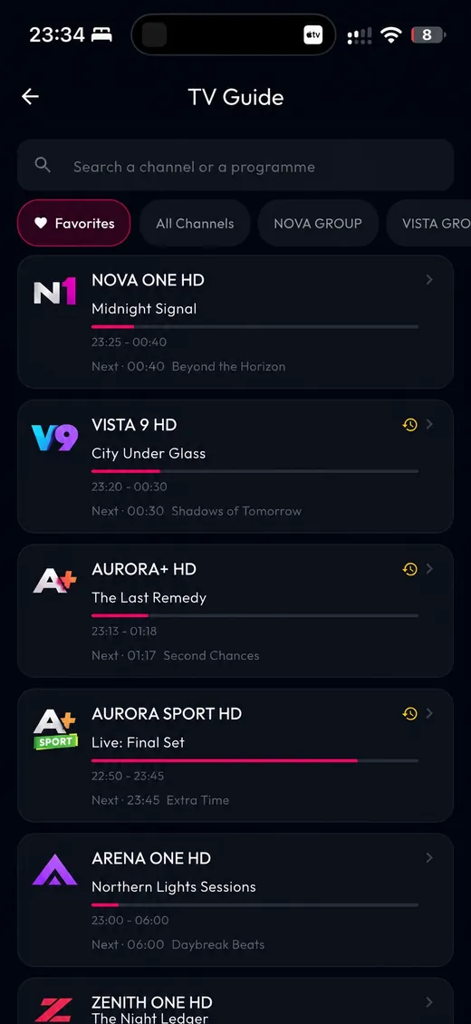 The Spektra TV guide